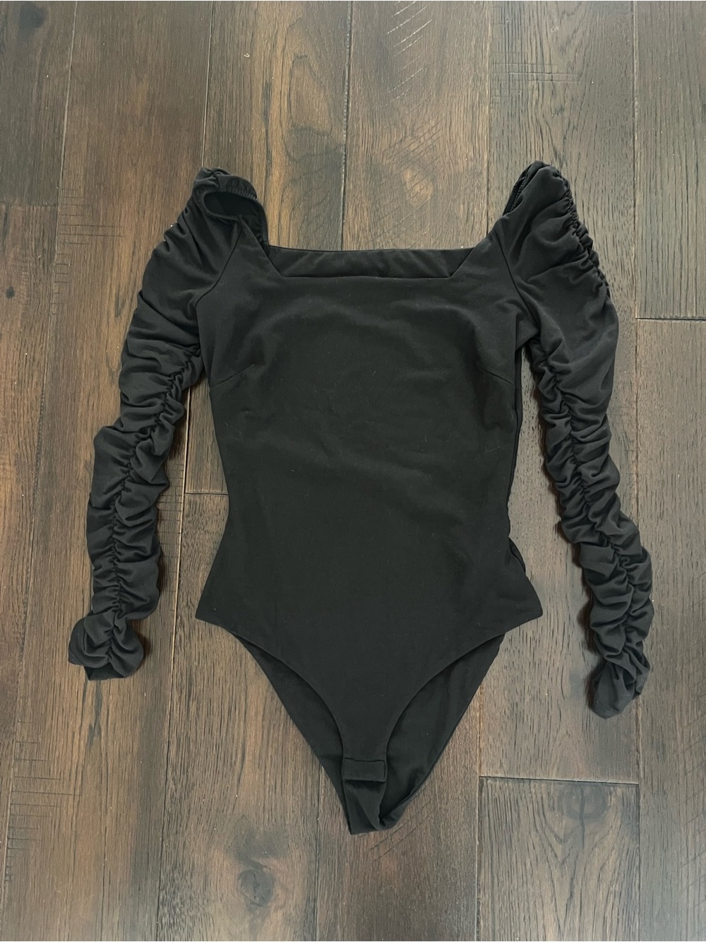 Aligned hope Black Ruched Bodysuit
